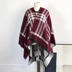Women's Fashion Simple Double-sided Shawl-Wine Red-3