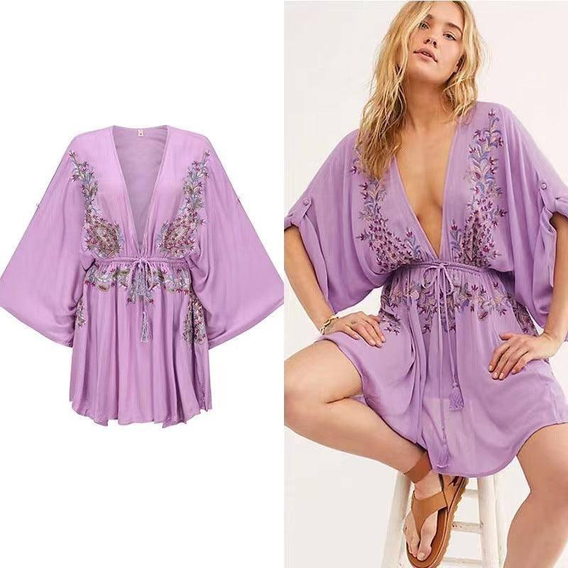 Women's Fashion Special V-neck Dress-Purple-8