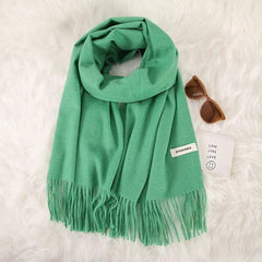 Women's Fashionable All-match Cashmere Tassel Double-sided-Green-2