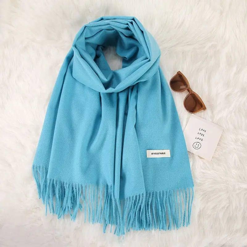 Women's Fashionable All-match Cashmere Tassel Double-sided-Blue-3