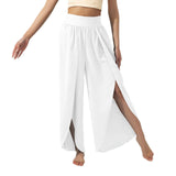 Women's Fashionable All-match Slimming High Waist Slit Yoga-White-5