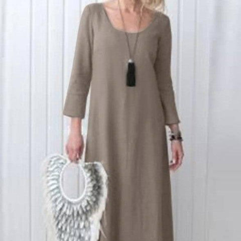 Women's Full-length Dress Cotton And Linen Dress-1