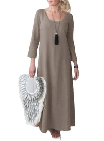 Women's Full-length Dress Cotton And Linen Dress-2
