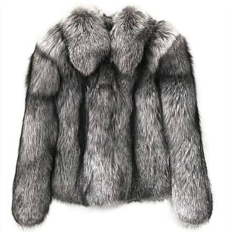 Women's Fur Coat Short Fashion Imitation Fox Autumn And-Grey-2