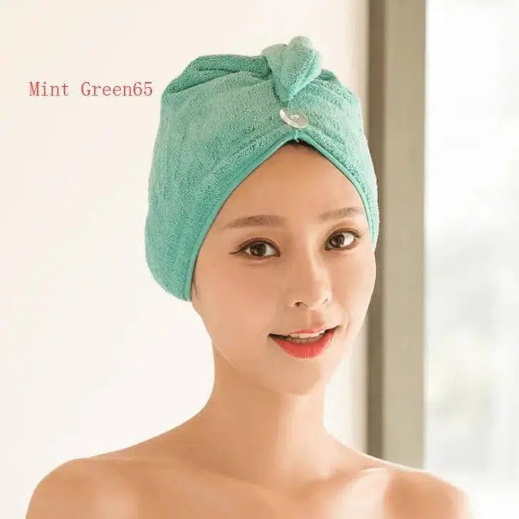 Women's Hair Dryer Cap, Absorbent Dry Hair Towel-MintGreen65-38