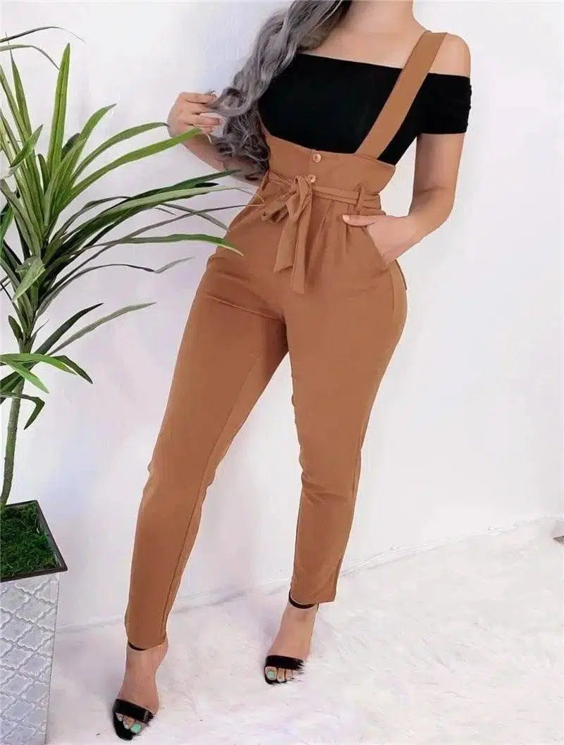 LOVEMI - Women's high waist casual jumpsuit suspenders