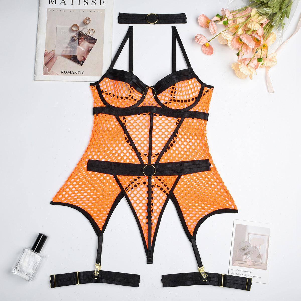 Women's Hot One-piece Sexy Lingerie-Fluorescent Orange-7