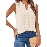 Women's Jacquard Sleeveless V-neck Vest-Apricot-13