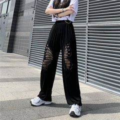 Women's Korean Style Black Casual Pants-1