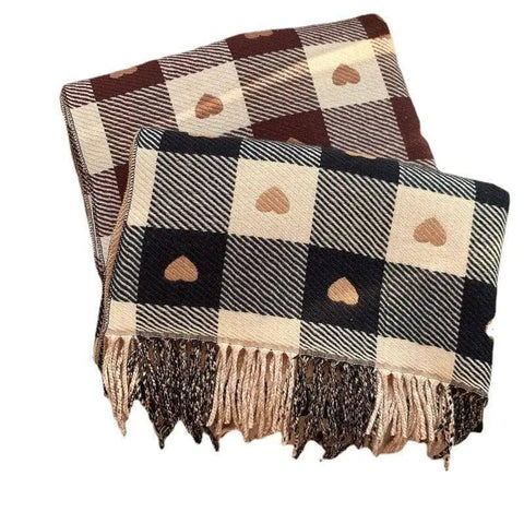 Women's Love Thickened Checked Scarf-3