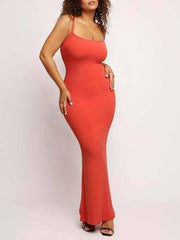Women's New Fashion Versatile Solid Color Dress-Orange-4