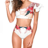 Women's Sexy Two-piece Swimwear Floral Print Swimsuit Bikini-Orange-9