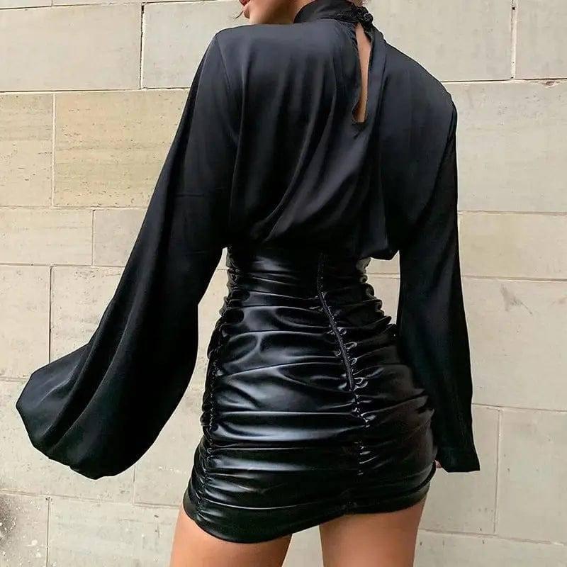 Women's Shiny Patent Leather Pleated Hot Girl Hip Skirt-6
