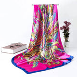 Women's Silk Scarf Multi-functional Small Silk Satin Shawl-Pink-1