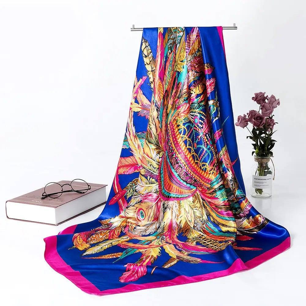 Women's Silk Scarf Multi-functional Small Silk Satin Shawl-9