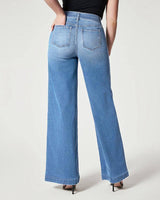 Women's Straight Jeans Mid Waist Wide Leg Pants High Elastic-5