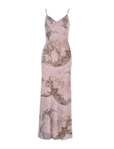 Women's Summer Vacation Leisure Slim Fit Printing Slip Dress Maxi Dresses LOVEMI  Khaki S 