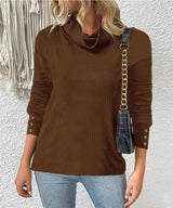 Women's Sweater Style Turtleneck Knitted Sweater-Coffee-11