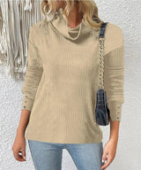 Women's Sweater Style Turtleneck Knitted Sweater-Khaki-12