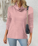 Women's Sweater Style Turtleneck Knitted Sweater-Pink-3