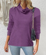 Women's Sweater Style Turtleneck Knitted Sweater-Purple-5