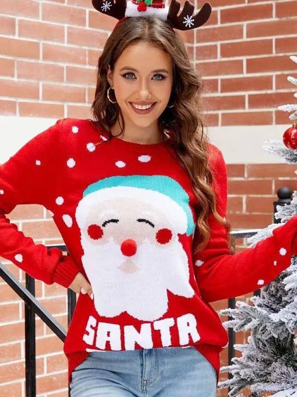 Women's Tops Santa Pullover Sweater Autumn And Winter Letter-5