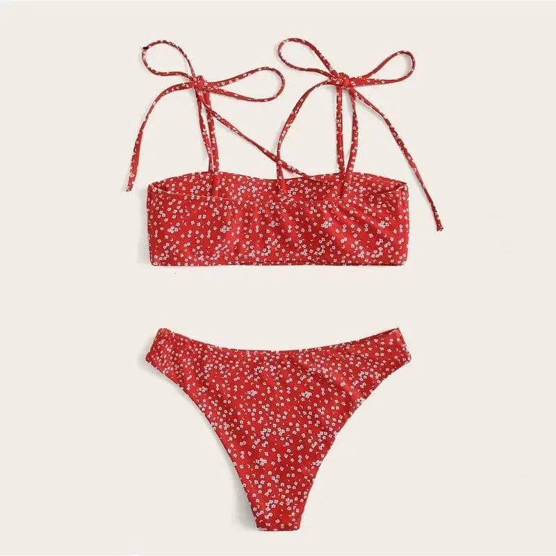 Women's two-piece bikini-Red-1