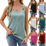 Women's Vest With Metal Button Design Fashion Solid Color-1