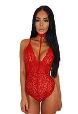 Women Sexy Erotic Plus Size Teddy Lingerie-Red-3