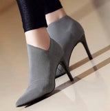 Women Shoes Slip-On Retro High Heel Ankle Boot Elegant Cusp-8