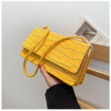 Women Shoulder Bgas Stone Pattern Solid Color Elegant Bag-Yellow-1