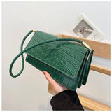 Women Shoulder Bgas Stone Pattern Solid Color Elegant Bag-Green-15