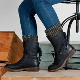 Women Winter Boots Mid-Calf Snow Boots-Black-2