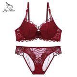 Womens Lace Bra Brief Sets Seamless Push up Bras White Black-Red-9
