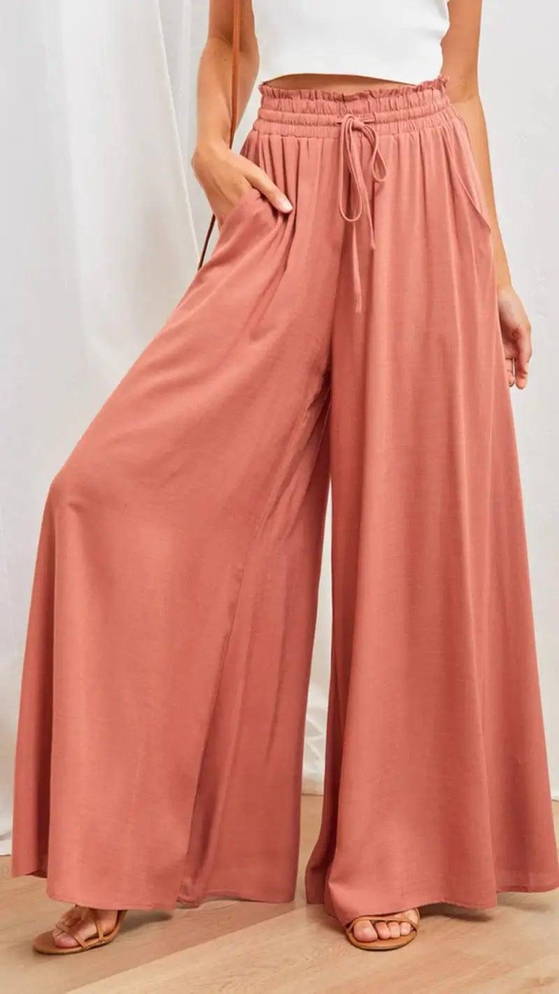 Womens Pants Wide Leg Loose Comfy Lounge Sweatpants With-Orange-13