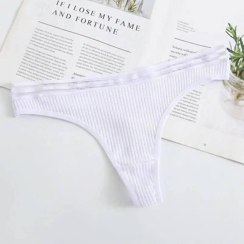 Womens Underwear Panties Cotton Sexy Thong Soft-White-1