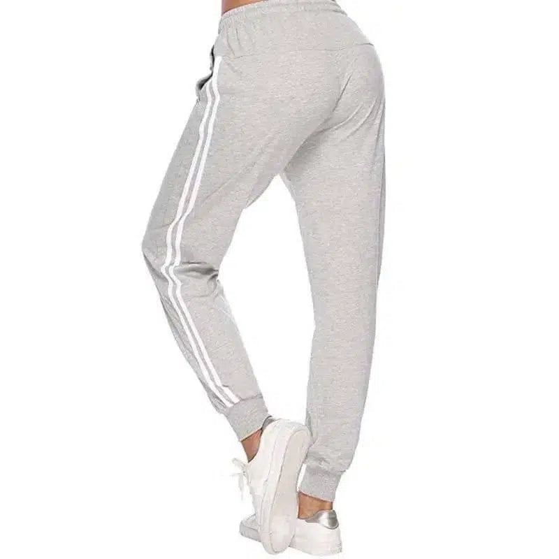 LOVEMI - Lovemi - Women's White-Trimmed Two-Bar Sports Leggings