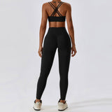 Yoga Clothing Sets Women Athletic Wear High Waist Leggings-Advanced Black Set-1-1