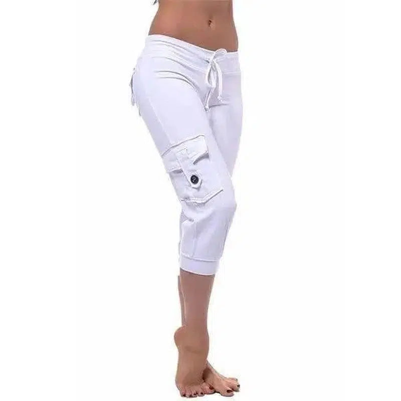 LOVEMI - Lovemi - Yoga cropped pants with elastic waist button