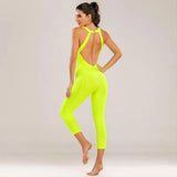 Yoga Pants, Honeycomb Pants, Female Yoga Fitness Jumpsuit-Yellow-2