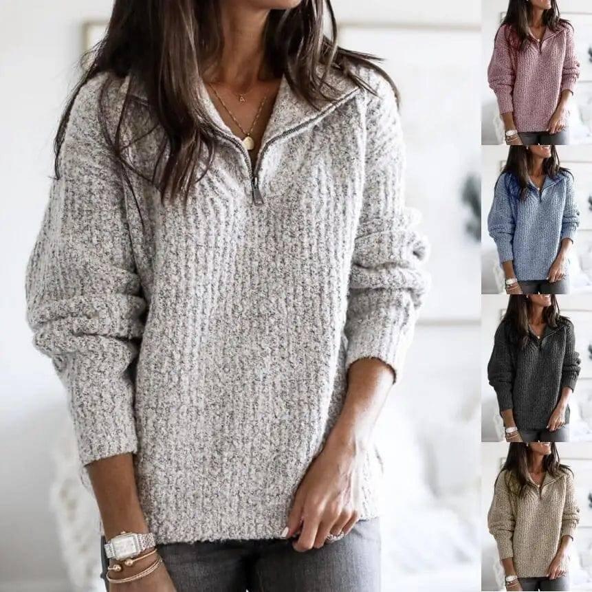 Zip pullover long sleeve sweater sweater coat-1