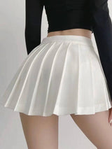 Zoki Sexy Women Pleated Skirts High Waist Summer Vintage-3