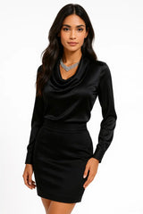 Elegant Satin Button-Up Blouse