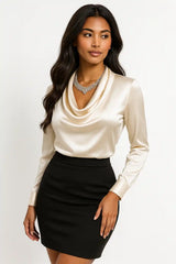 Elegant Satin Button-Up Blouse