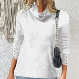 Women's Sweater Style Turtleneck Knitted Sweater-White-1